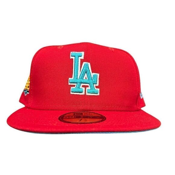 Los Angeles Dodgers New Era 59FIFTY Fitted Hat Red 7 1/2 World Series 2020 - Picture 1 of 6